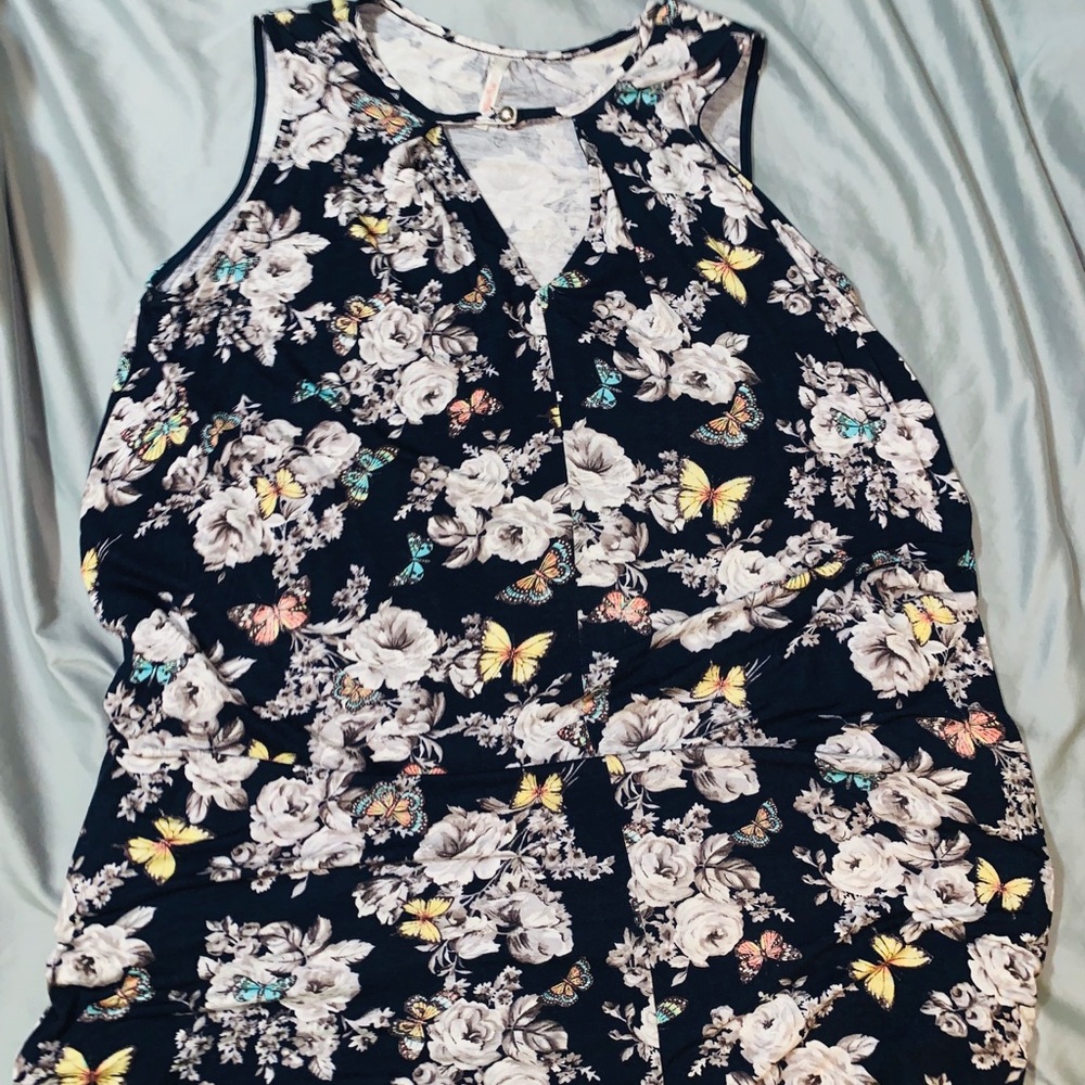 FLORAL AND BUTTERFLIES THIGH DRESS OR TUNIC